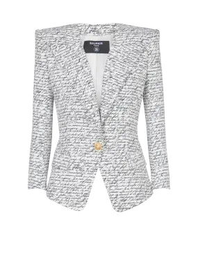 1-button jacket with Love Letter print