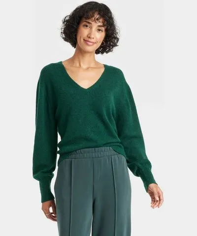 A New Day Women's Cozy Knit V-Neck Pullover Sweater