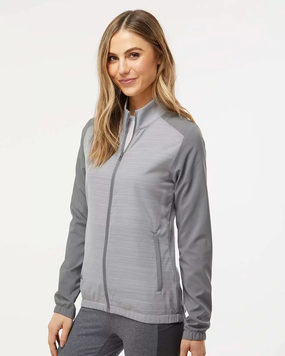 Adidas Golf Clothing A547 Women's Heather Block Full-Zip Wind Jacket SKU: A547