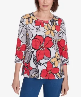 Alfred Dunner Women's Bold Floral Print Tee