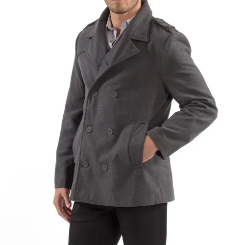 Alpine Swiss Jake Mens Wool Pea Coat Double Breasted Peacoat Jacket