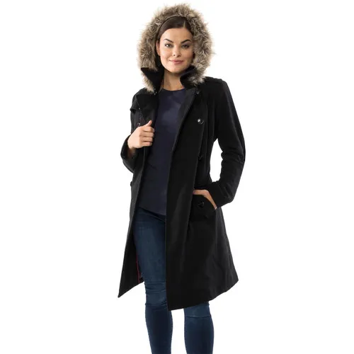 Alpine Swiss Womens Parka Trench Pea Coat Belt Jacket Faux Fur Hood Reg & Plus Sizes