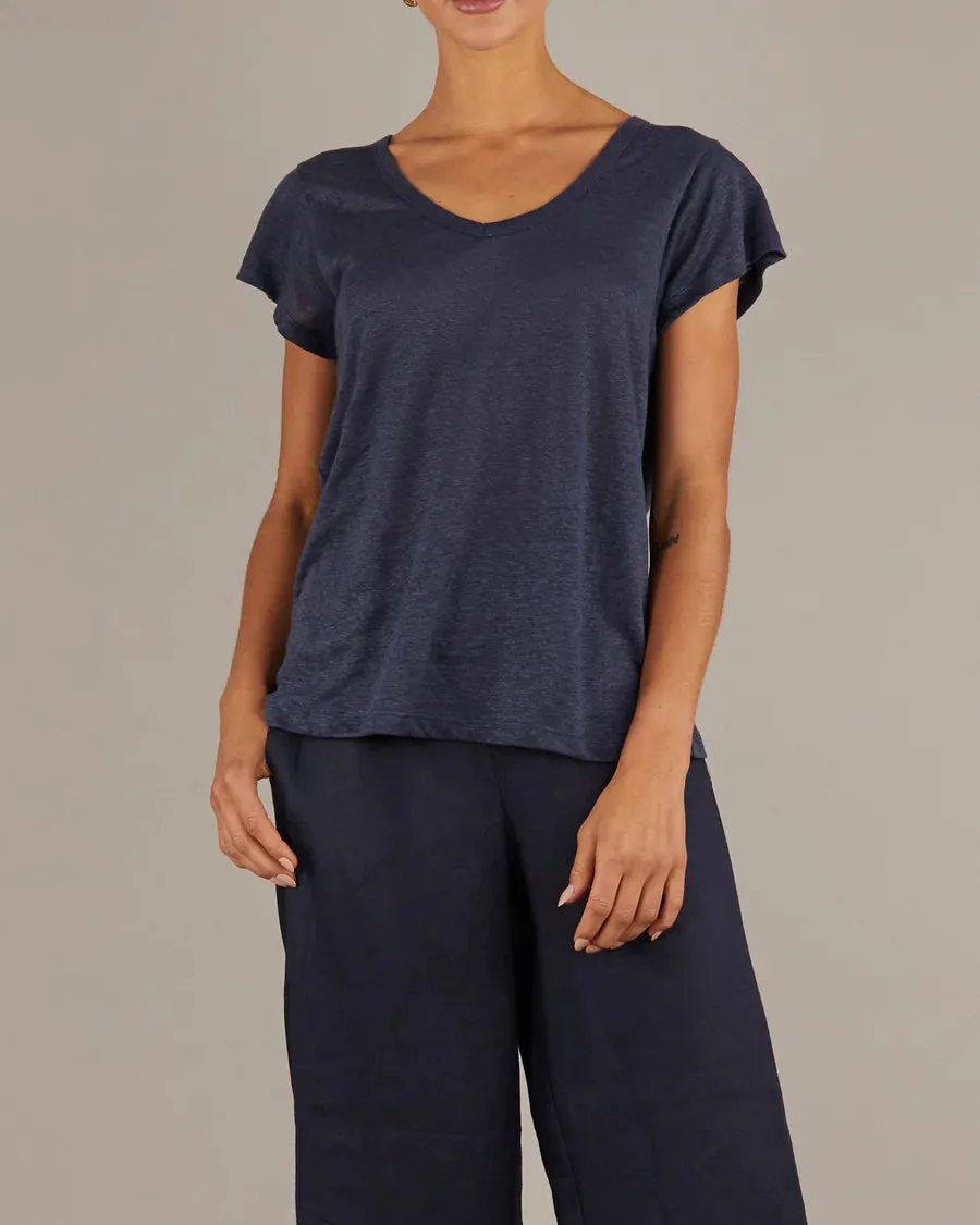 Amelius - Newport Linen Jersey Tee Navy