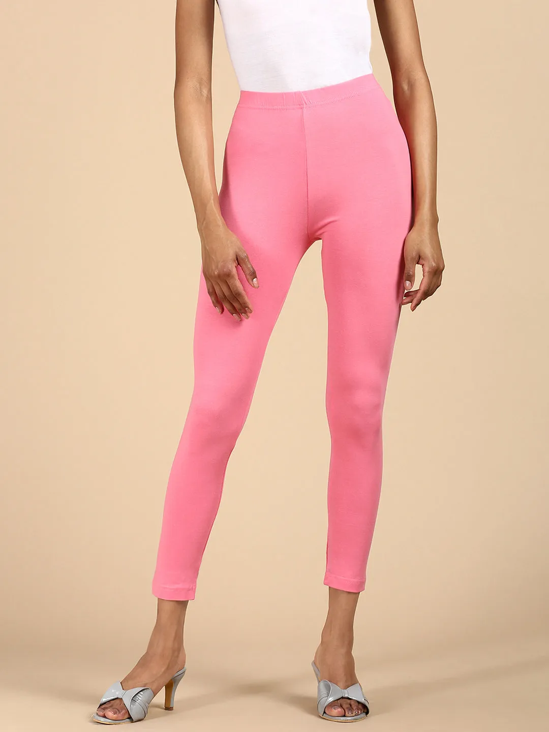 Ankle Length Leggings Cotton-Rani Pink