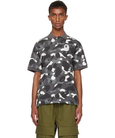 BAPE Black City Camo Large Ape Head Relaxed Fit Polo