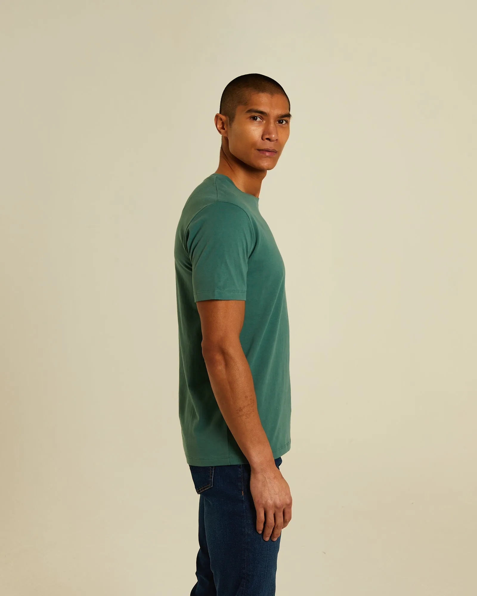 Basic Caden O Neck Tee Green Trail