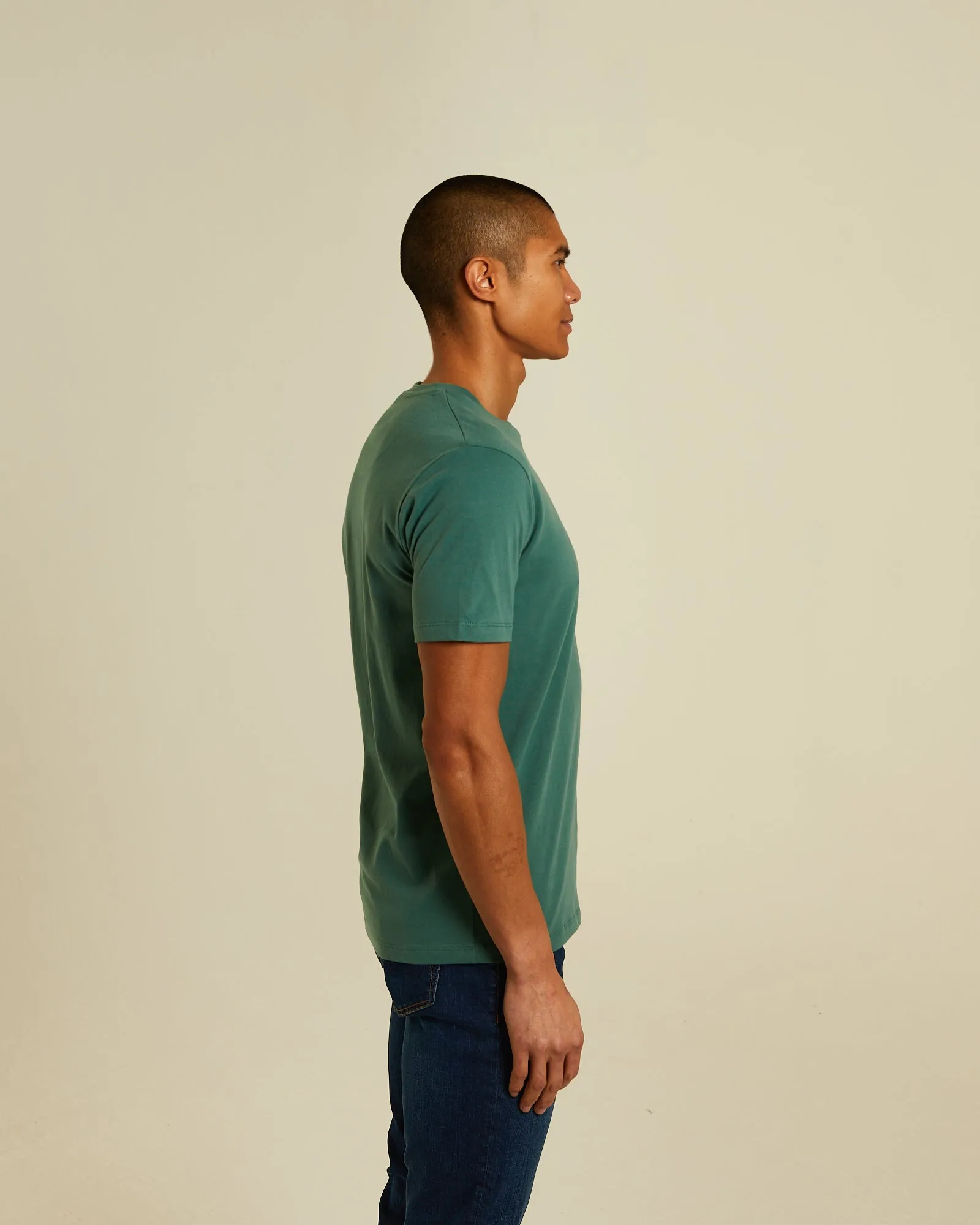 Basic Caden O Neck Tee Green Trail