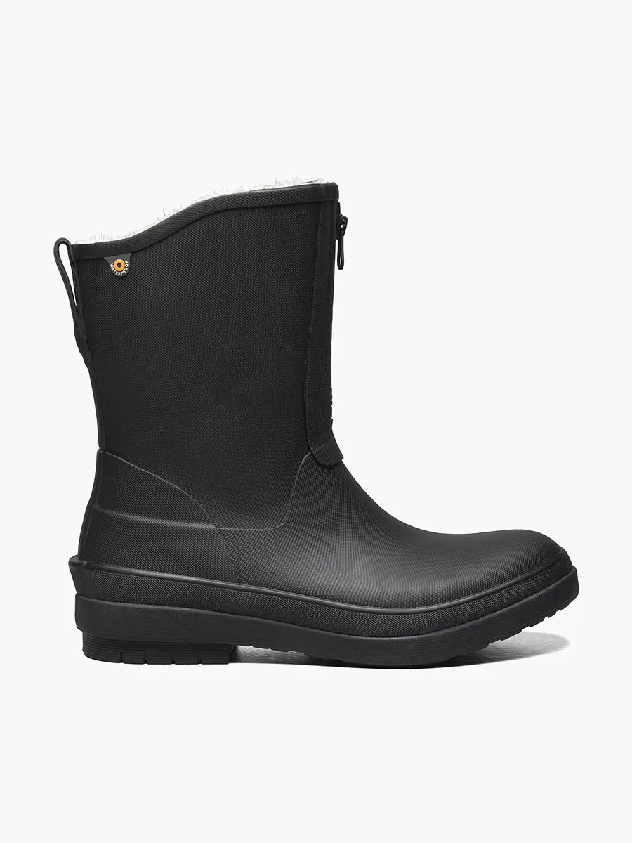 Bogs Womens Amanda II Zipper Waterproof Insulated Rubber Boots- Black