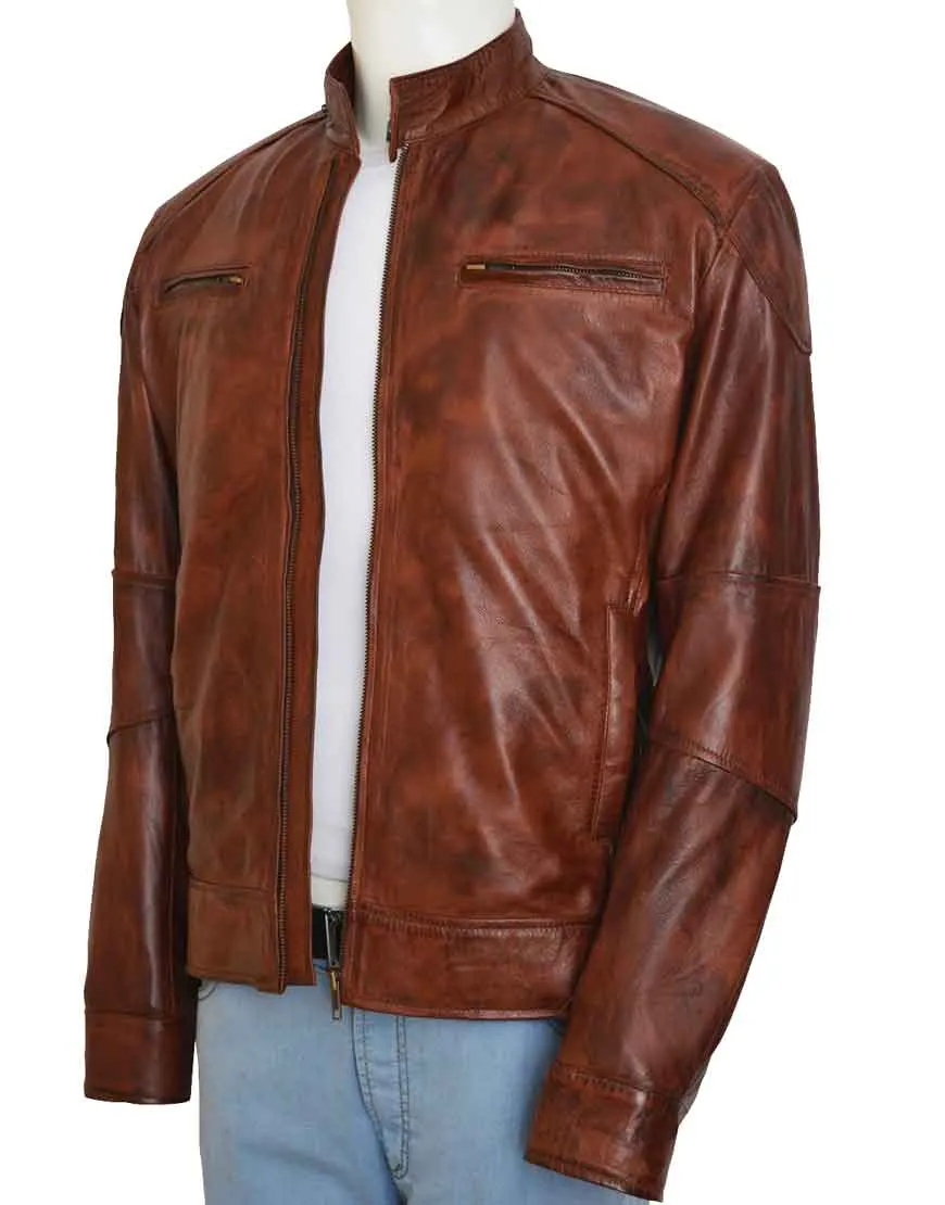 Brown Leather Bradley James Damien Jacket - UJackets