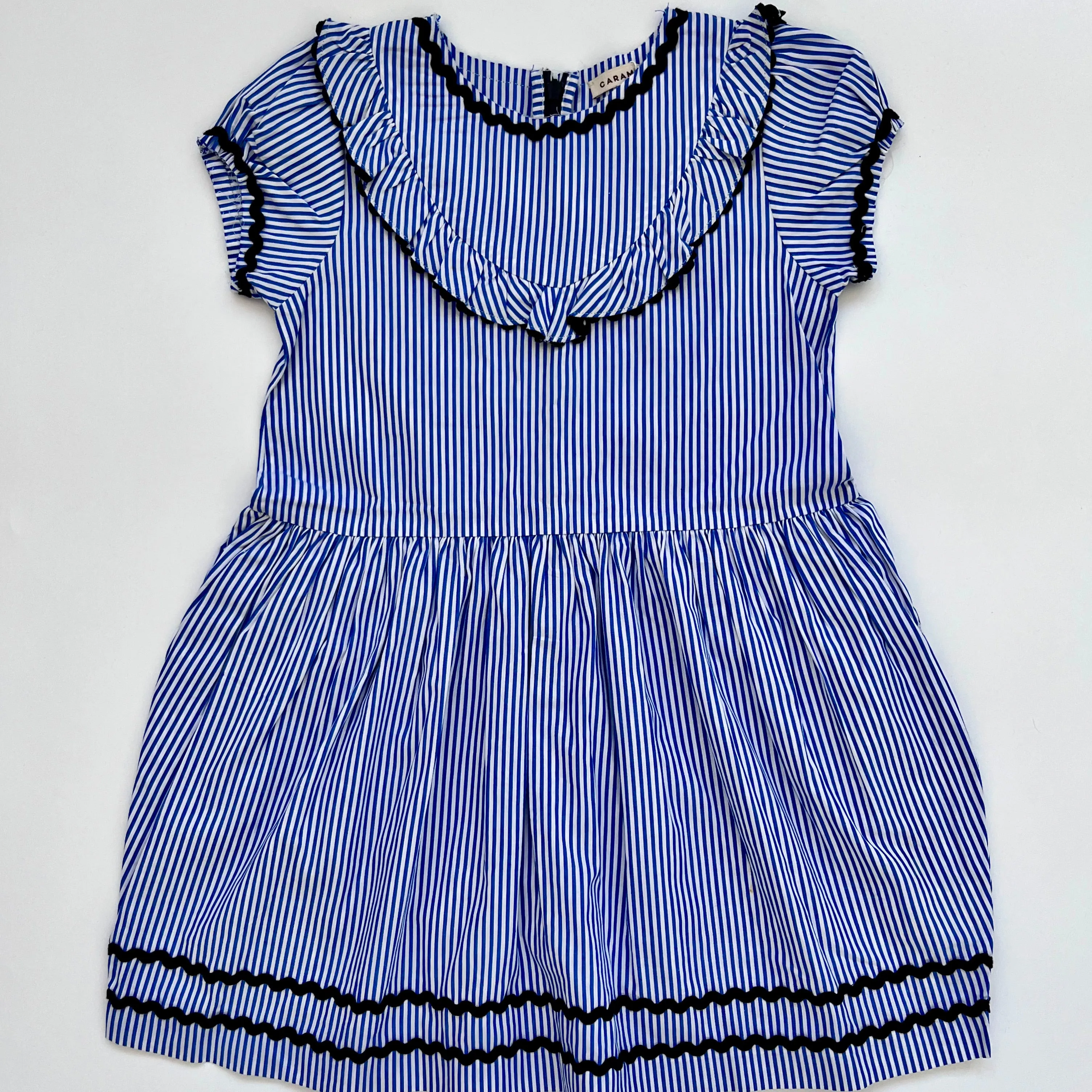 Caramel Blue And White Stripe Cotton Dress: 8 Years