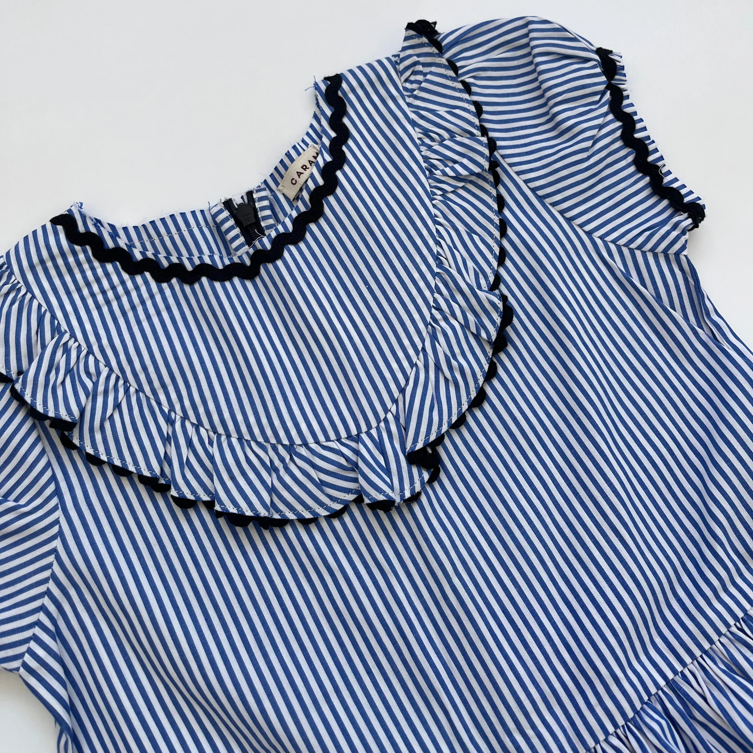 Caramel Blue And White Stripe Cotton Dress: 8 Years