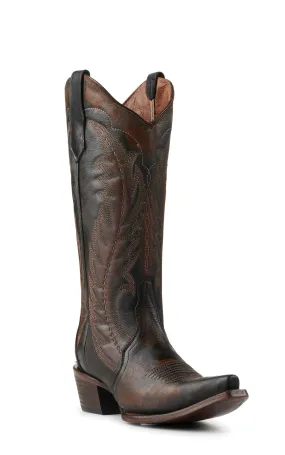 Circle G by Corral Women's Distressed Dark Brown with Embroidery & Triad Snip Toe Cowboy Boots