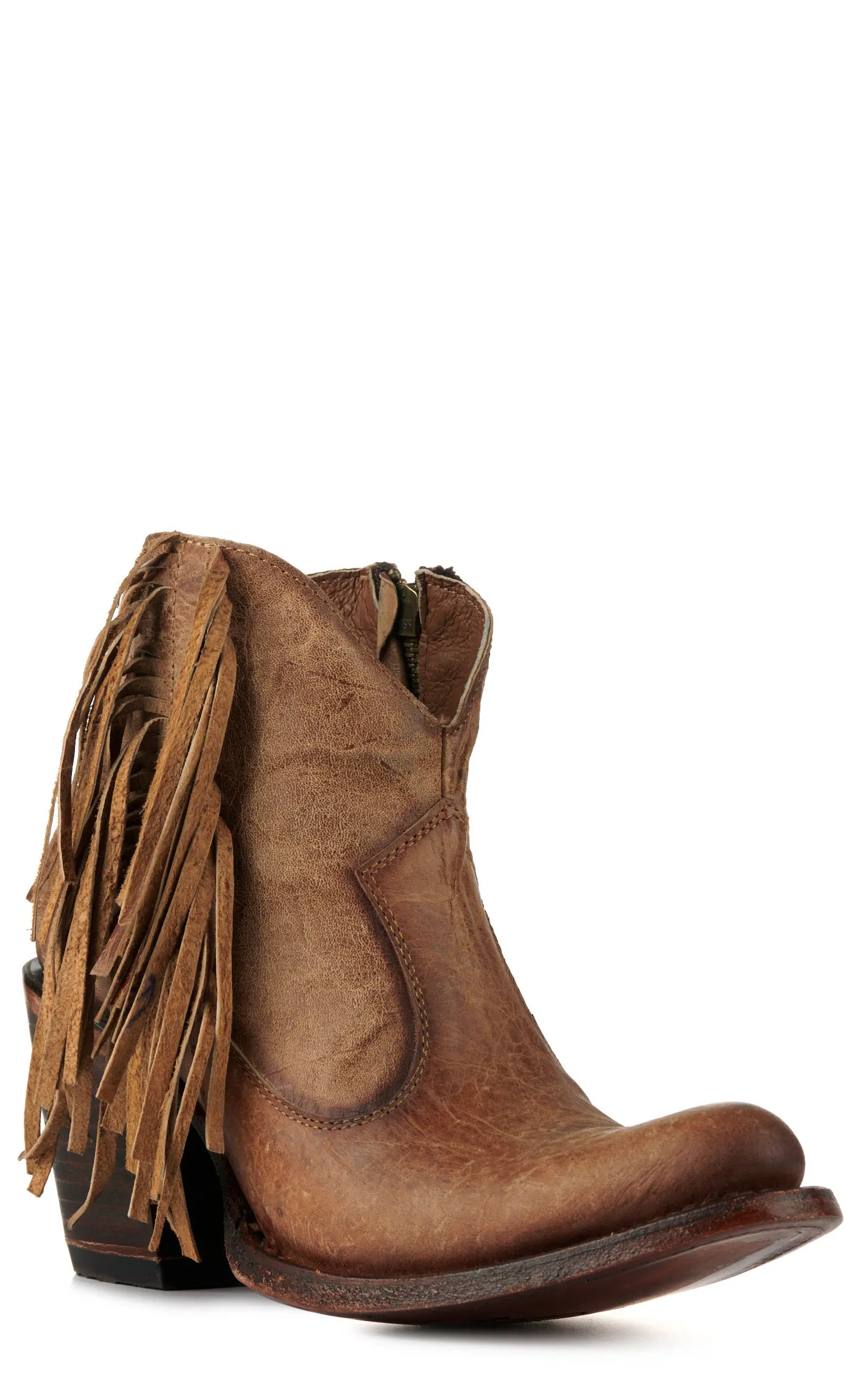 Circle G by Corral Women's Orix Brown with Fringe Round Toe Bootie