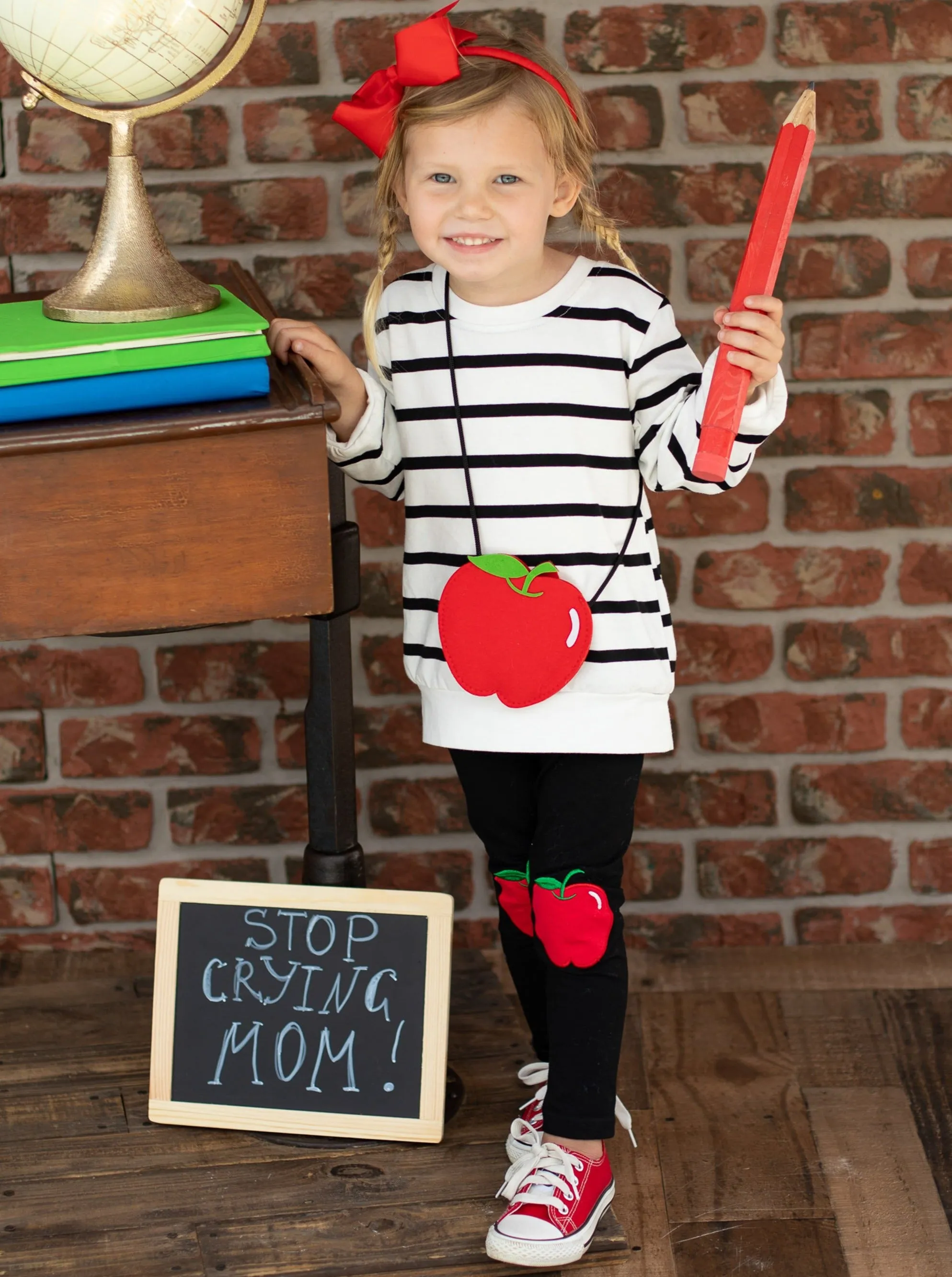 Classroom Chic Pullover, Patched Leggings and Purse Set