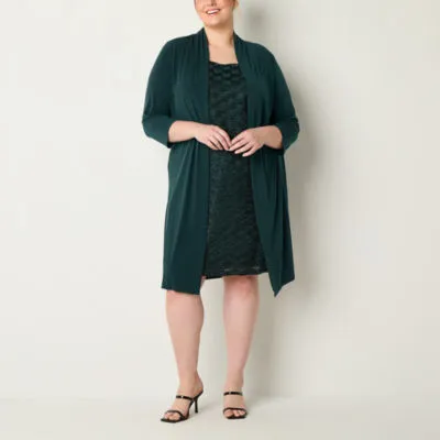 Connected Apparel Plus Faux-Jacket Dress