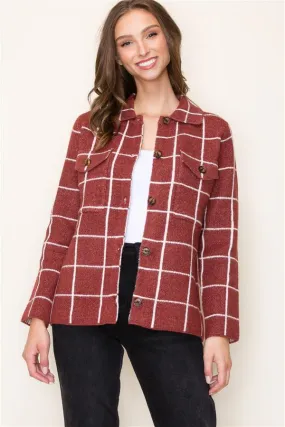 Copper Windowpane Cardigan