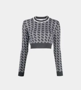 Cropped Jacquard Sweater - Anthracite