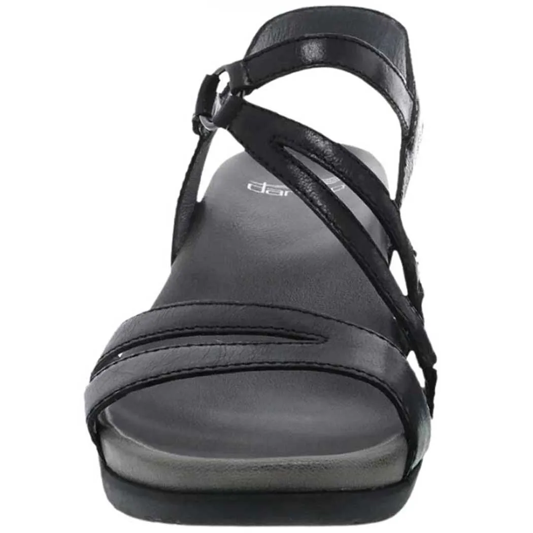 Dansko Addyson Black Glazed Kid Leather Sandal (Women's)