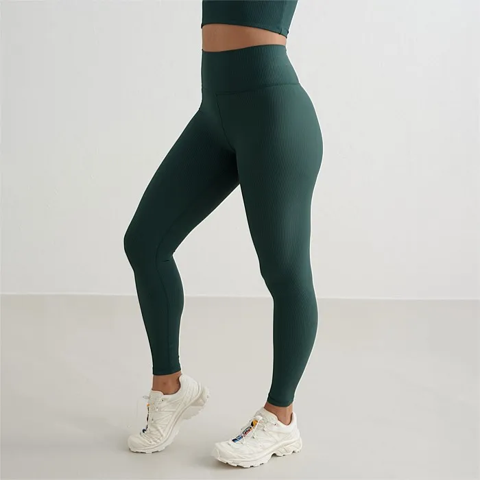 Deep Emerald Ribbed Performance Tights | Tights | Stirling Sports