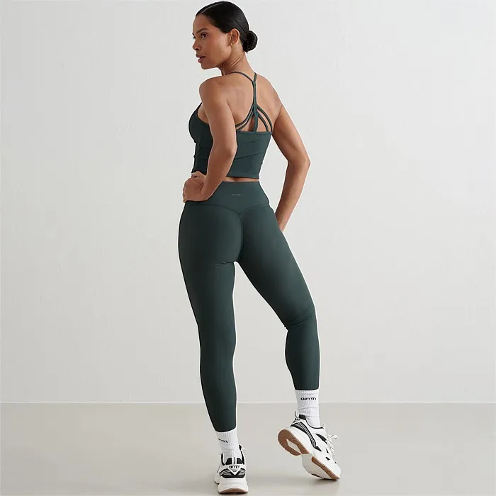 Deep Emerald Ribbed Performance Tights | Tights | Stirling Sports