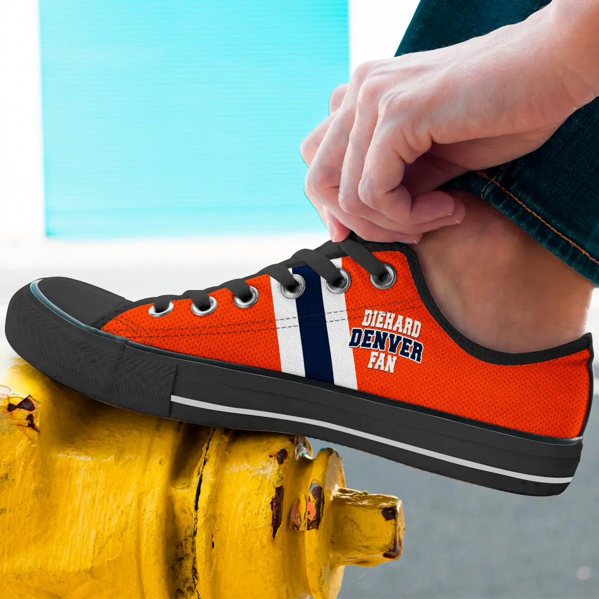 Diehard Denver Fan Sports Low Top Shoes Orange Black