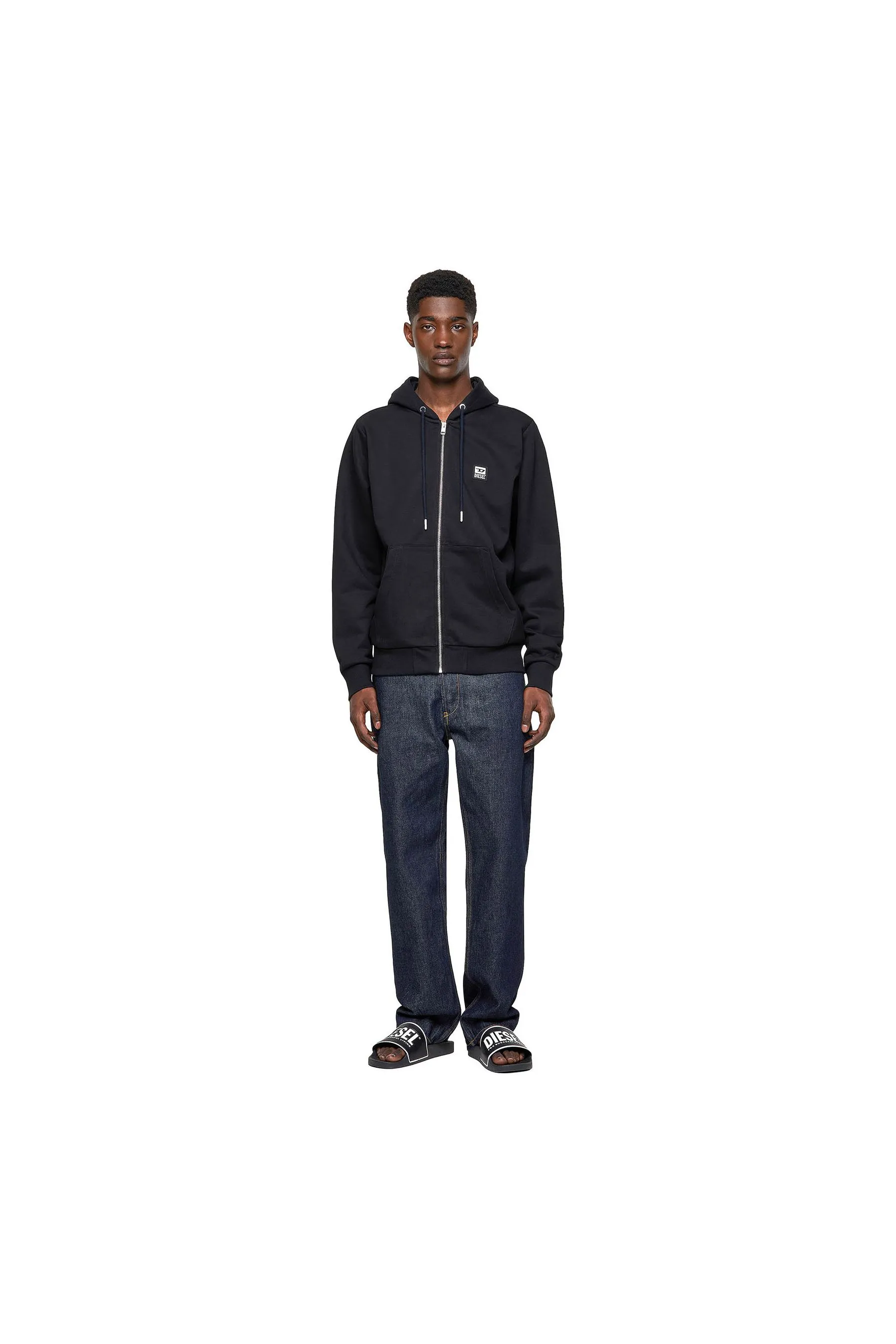 Diesel S-Girk-Hood-Zip-K1 Felpa Black Men Hoodies|akgalleria.com