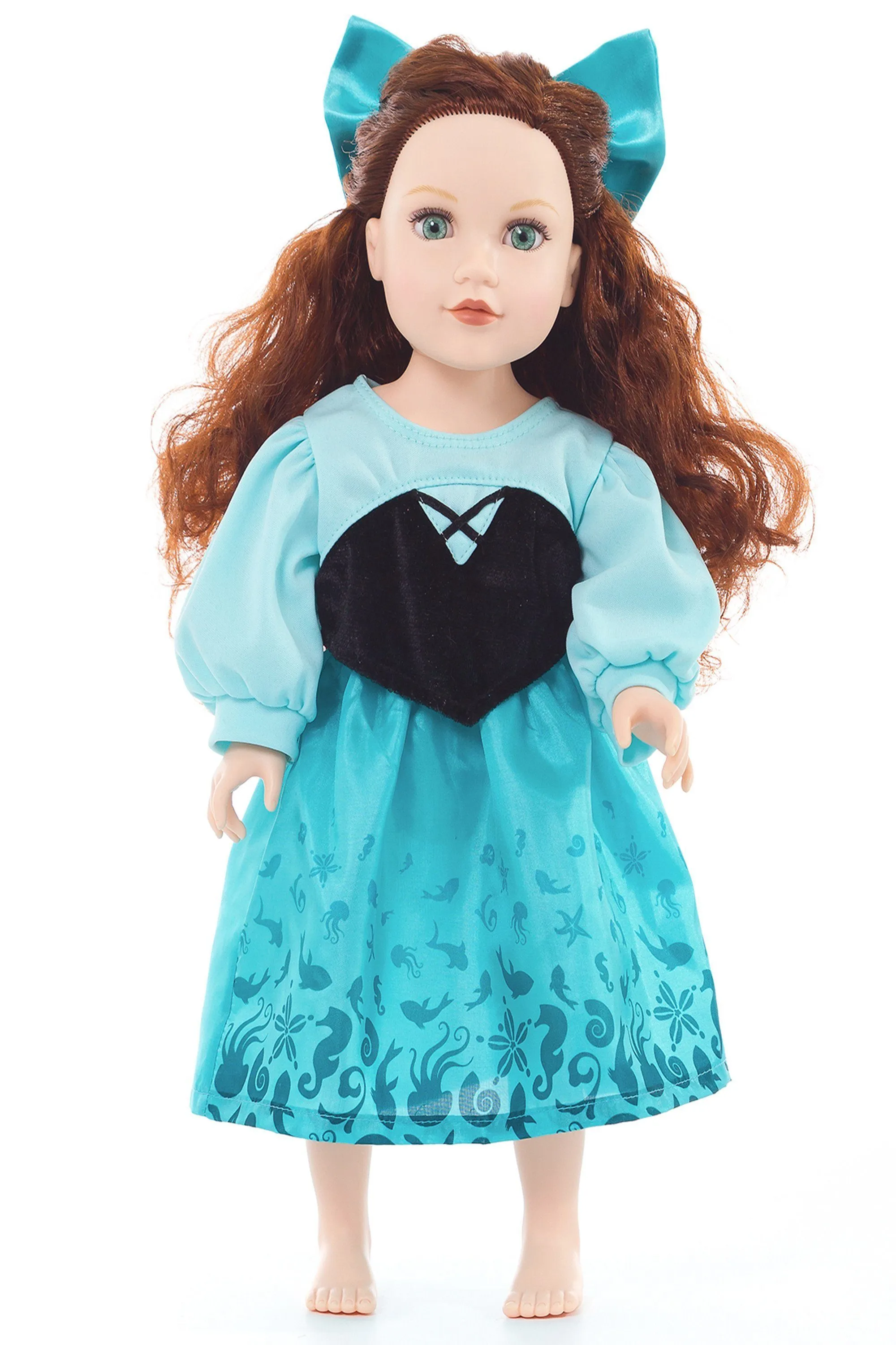 Doll Dress Mermaid Day Dress with Hair Bow