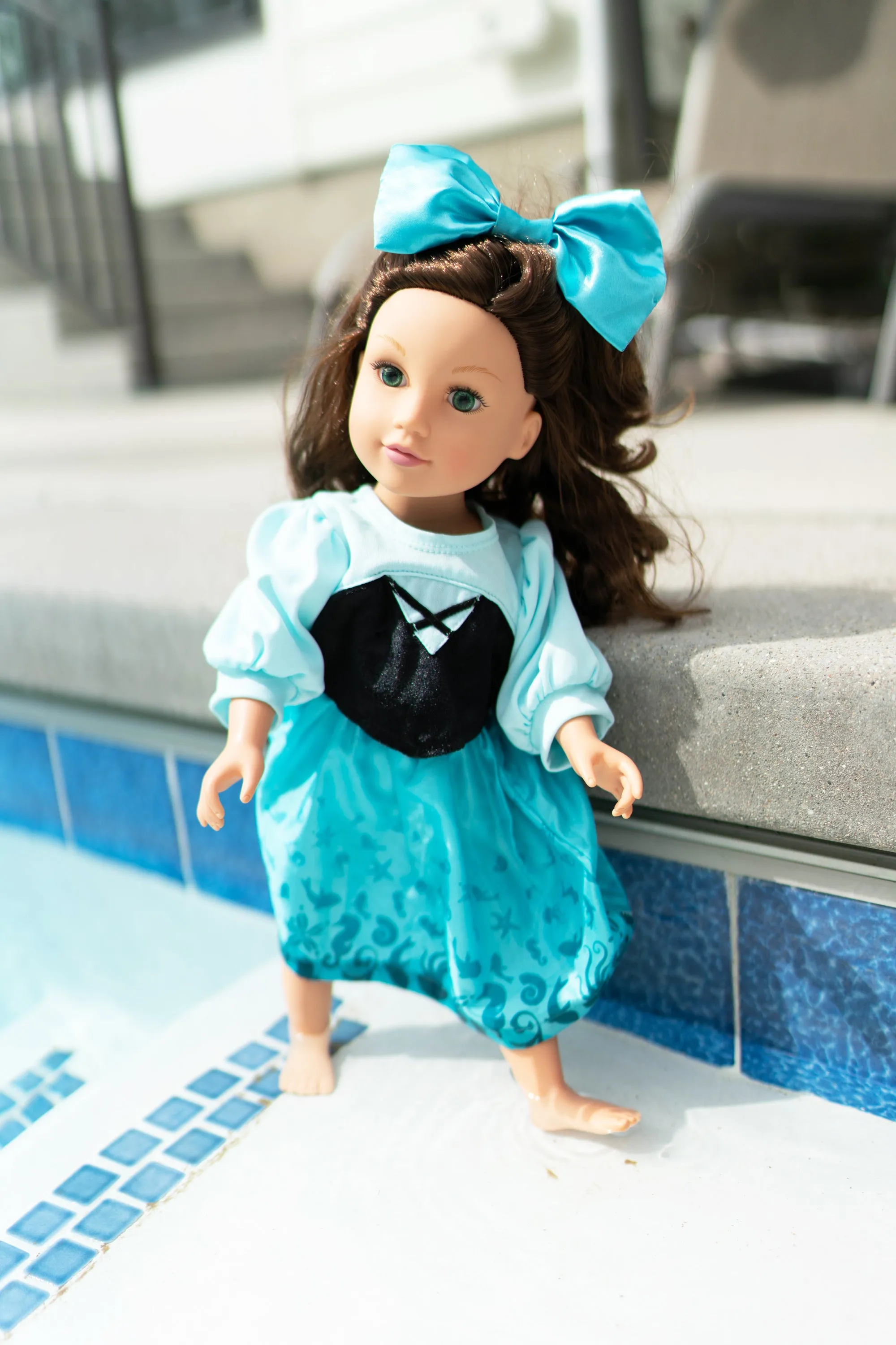 Doll Dress Mermaid Day Dress with Hair Bow