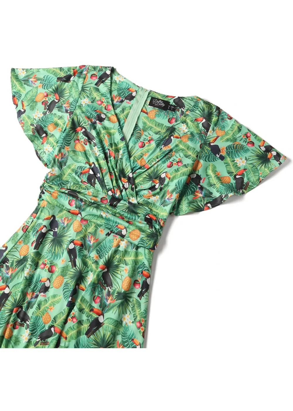 Dolly & Dotty Donna Tropical Toucan 40's Dress Green