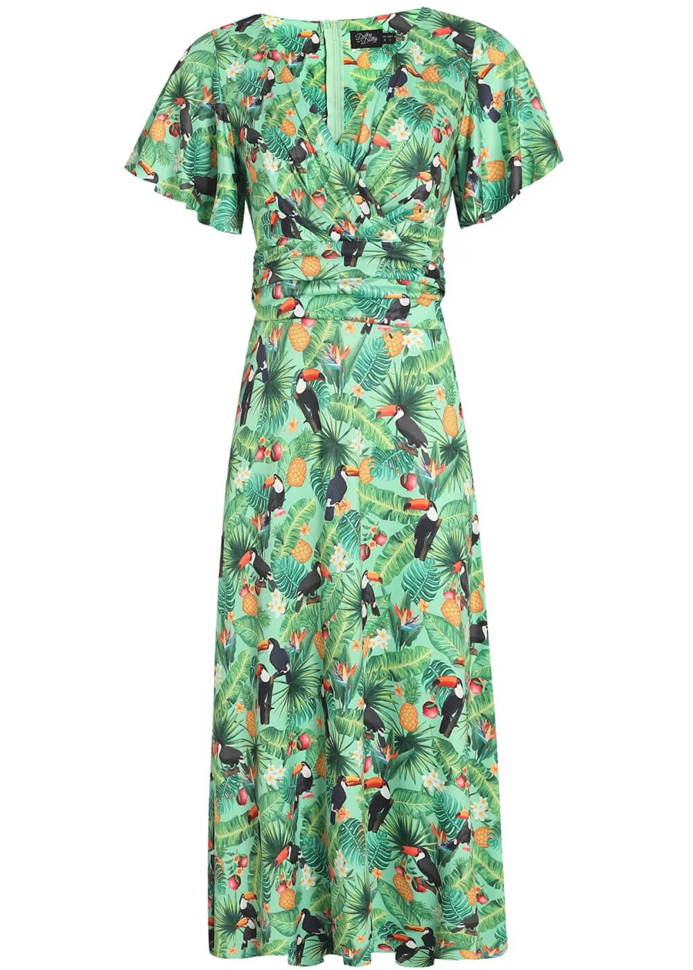 Dolly & Dotty Donna Tropical Toucan 40's Dress Green