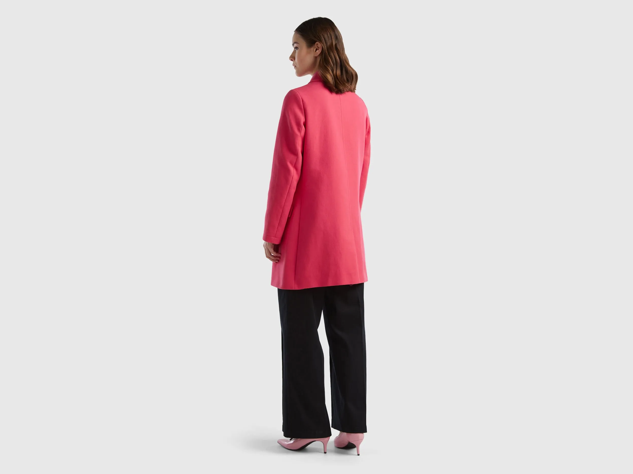 Duster coat in pure cotton - Fuchsia | Benetton