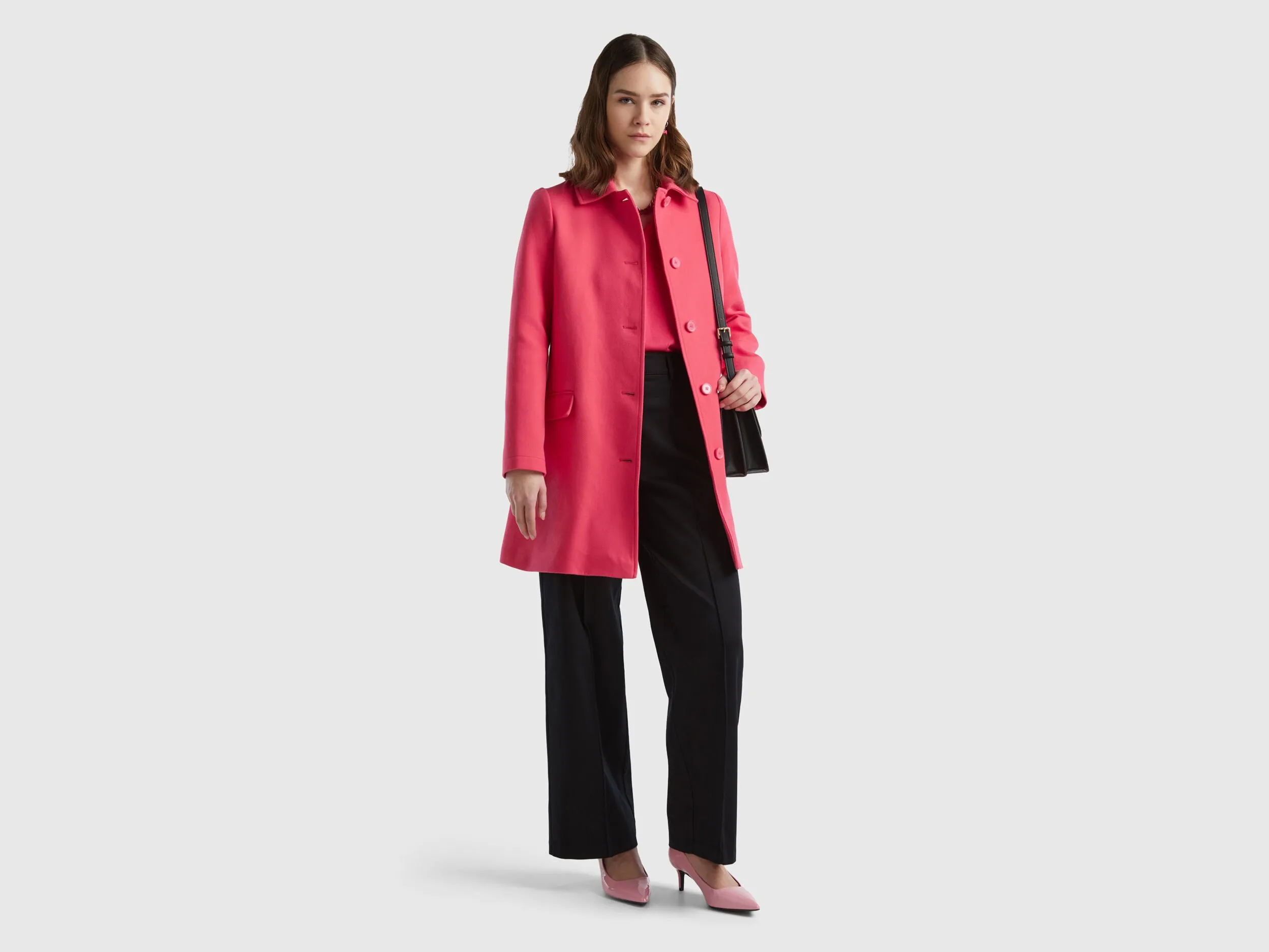 Duster coat in pure cotton - Fuchsia | Benetton