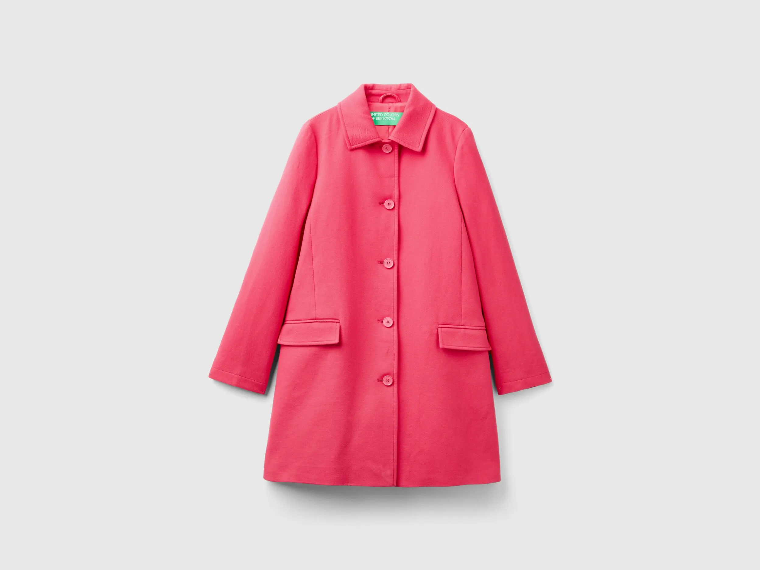 Duster coat in pure cotton - Fuchsia | Benetton