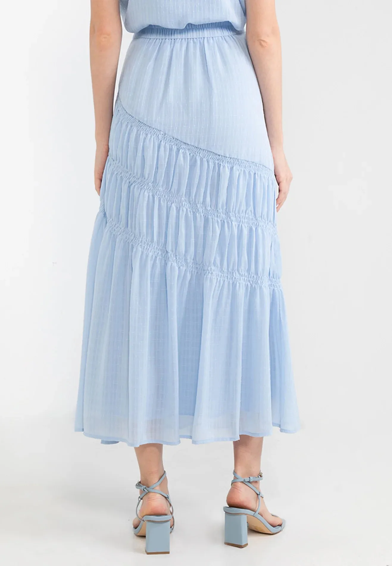 ELLE Apparel High Rise Ruched Maxi Skirt