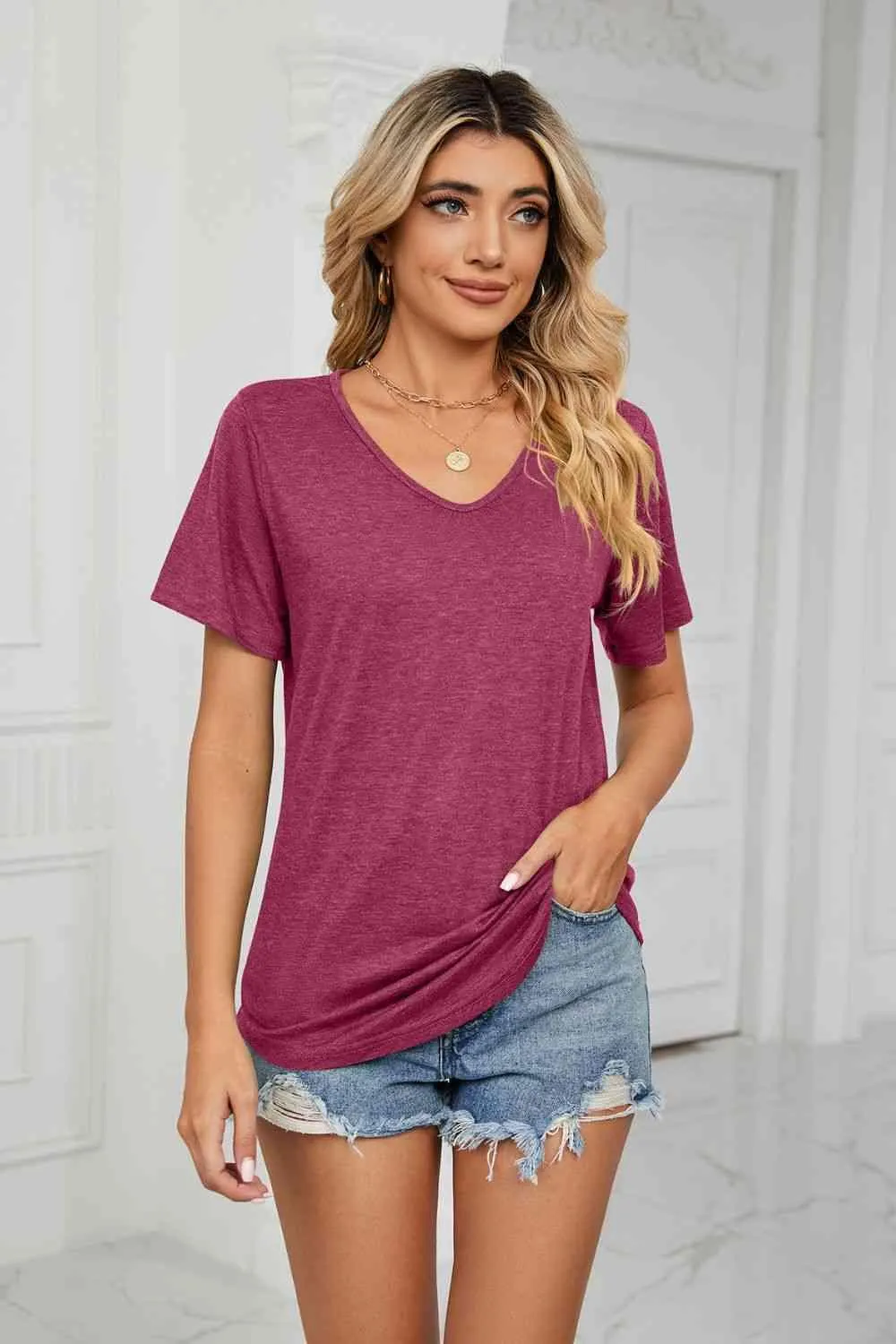 Everyday Comfort Short Sleeve V-Neck Tee