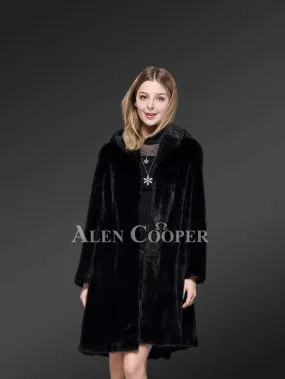 Exotic Black Mink Fur Coat for Women