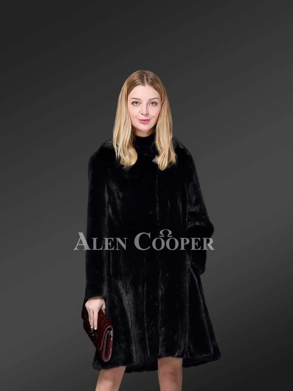 Exotic Black Mink Fur Coat for Women