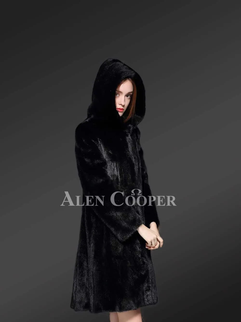 Exotic Black Mink Fur Coat for Women