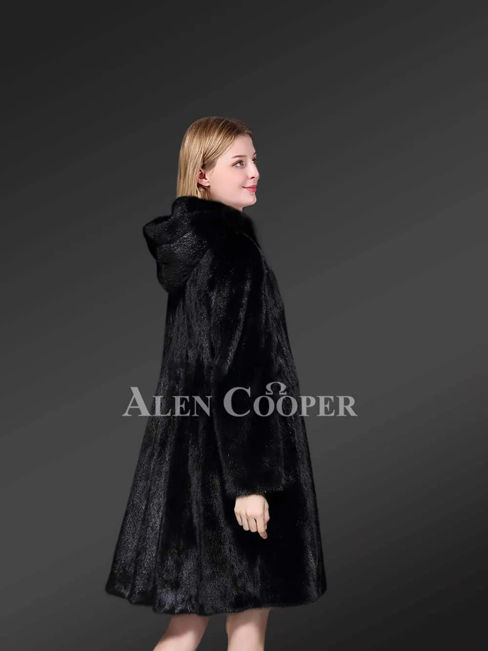 Exotic Black Mink Fur Coat for Women