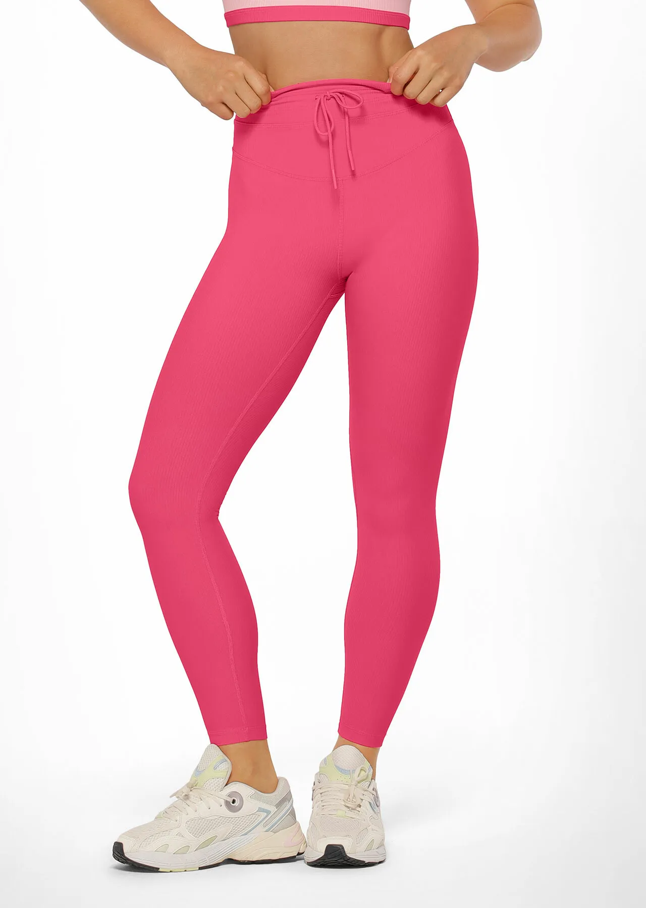 Flaunt It Rib Ankle Biter Leggings | Pink | Tights and Leggings | Lorna Jane New Zealand