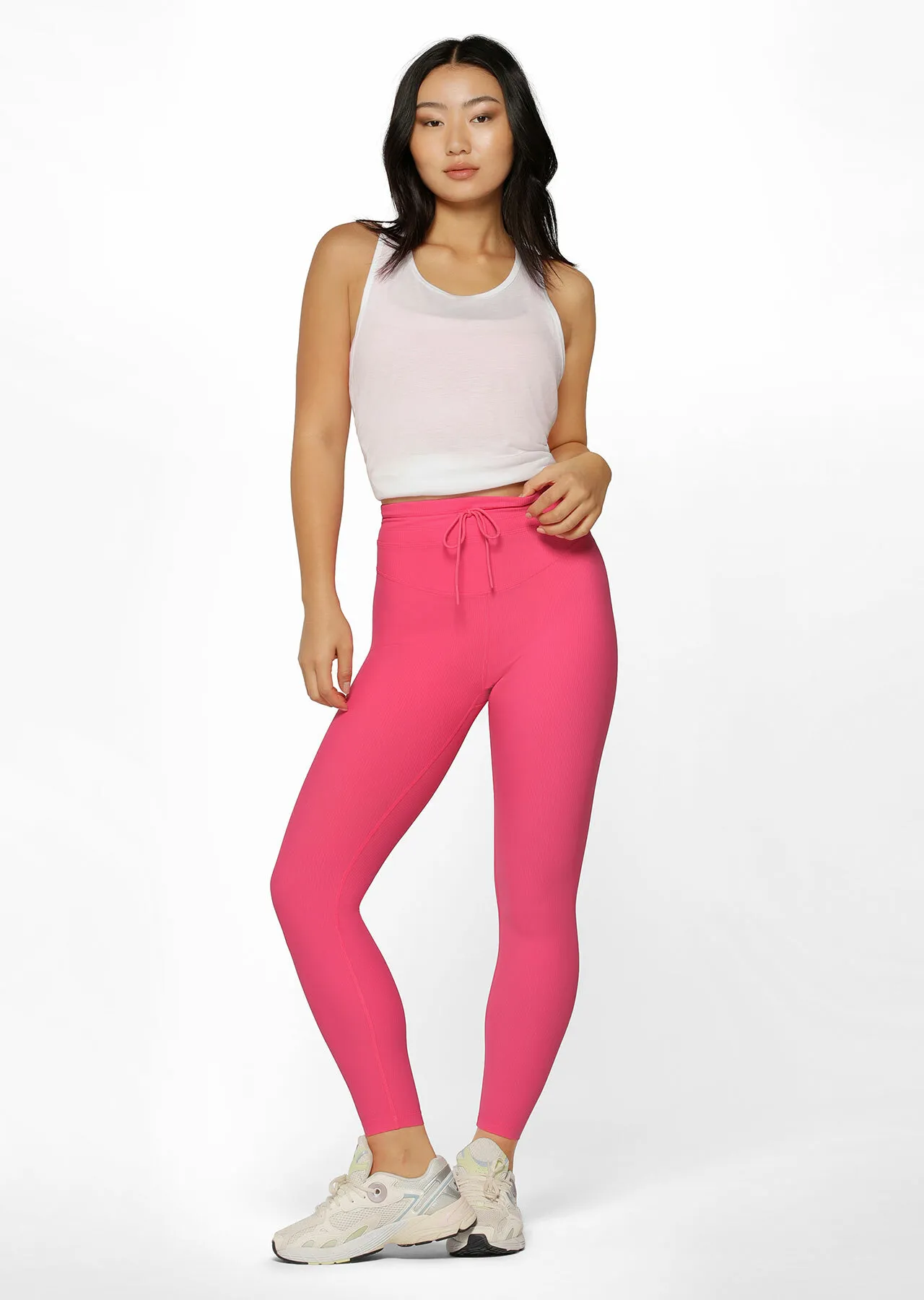 Flaunt It Rib Ankle Biter Leggings | Pink | Tights and Leggings | Lorna Jane New Zealand