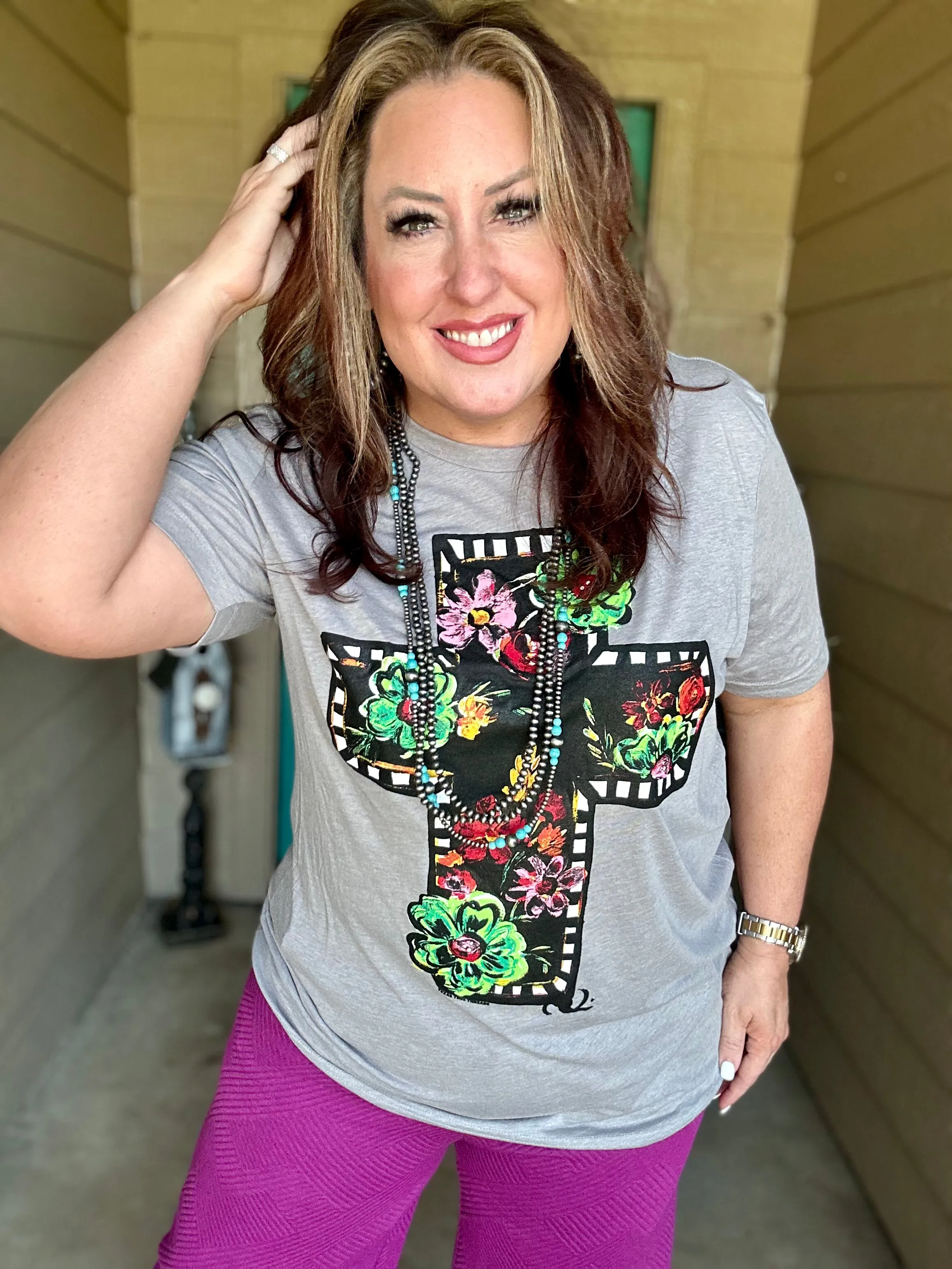 Floral Cross Tee BY Callie Ann