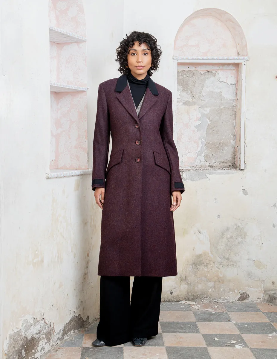 Fran Tweed Coat - Berry Herringbone