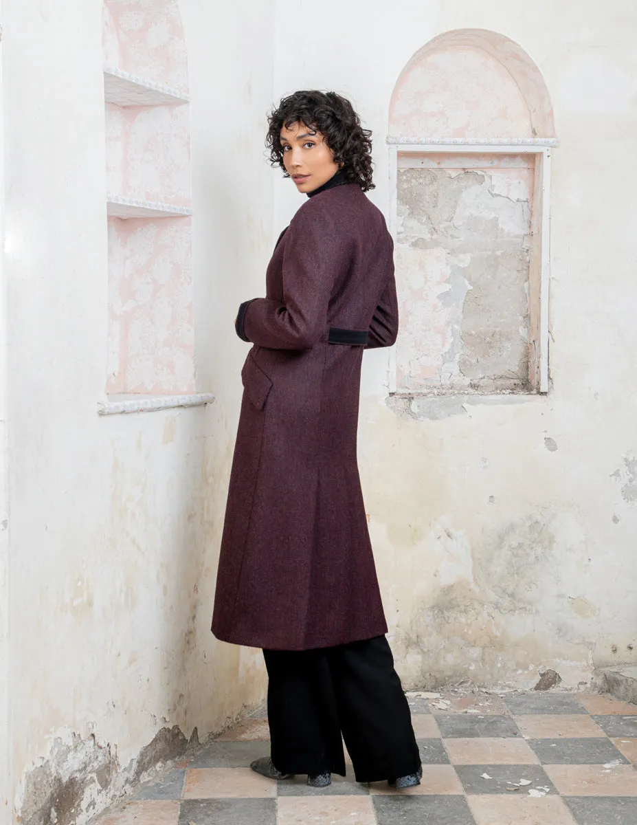 Fran Tweed Coat - Berry Herringbone