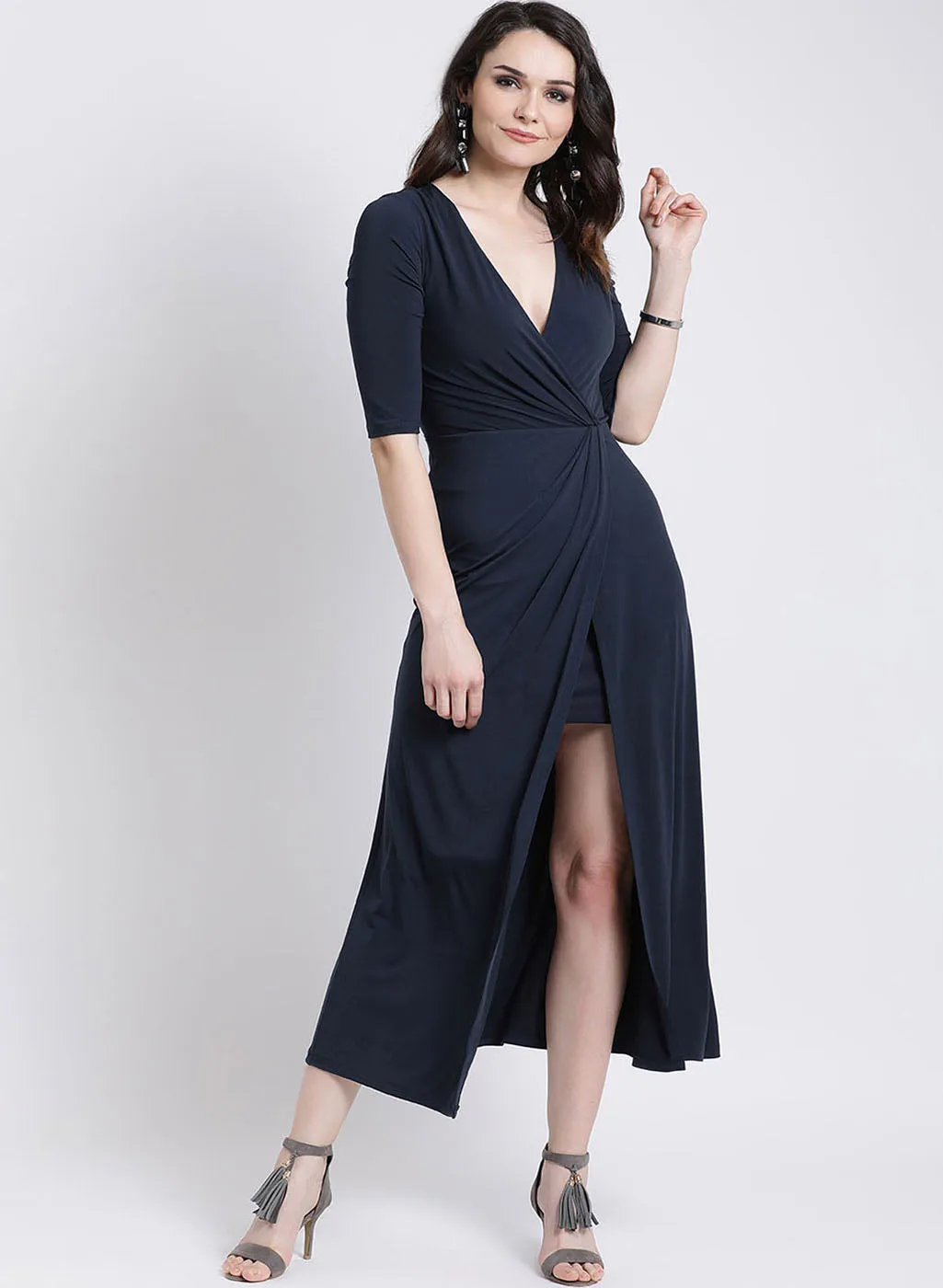 Full Sleeves Wrap Dress