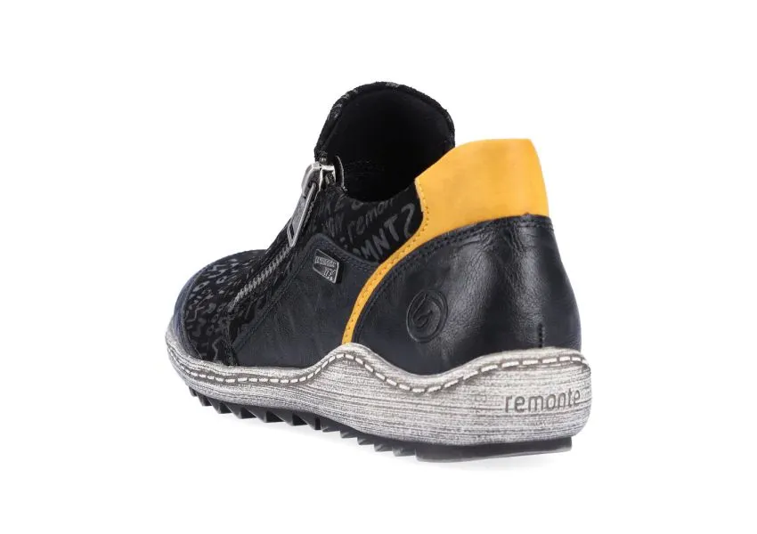 Gargano Black Yellow Print Zipper Sneaker 