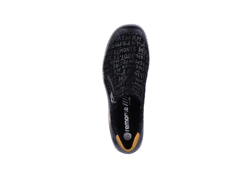 Gargano Black Yellow Print Zipper Sneaker 