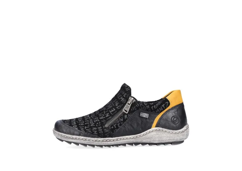 Gargano Black Yellow Print Zipper Sneaker 