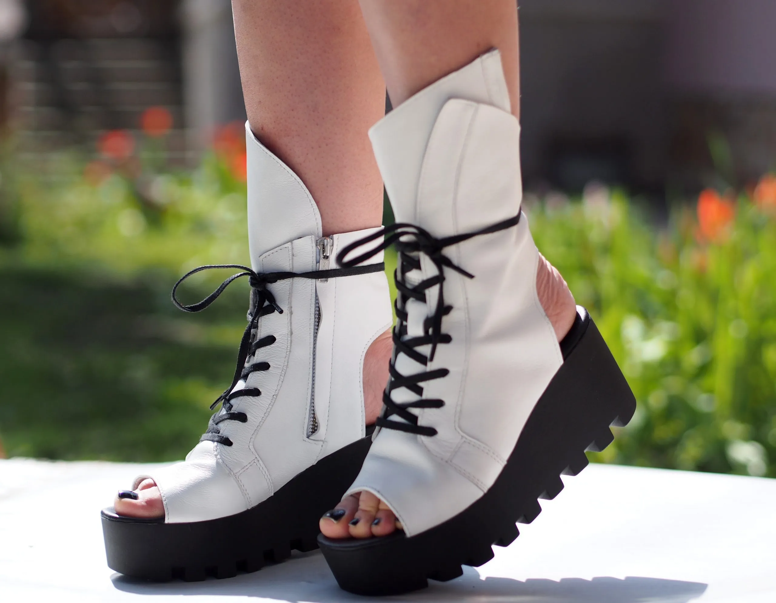 Genuine leather summer boots/women summer boots/must have wedges/platform summer boots