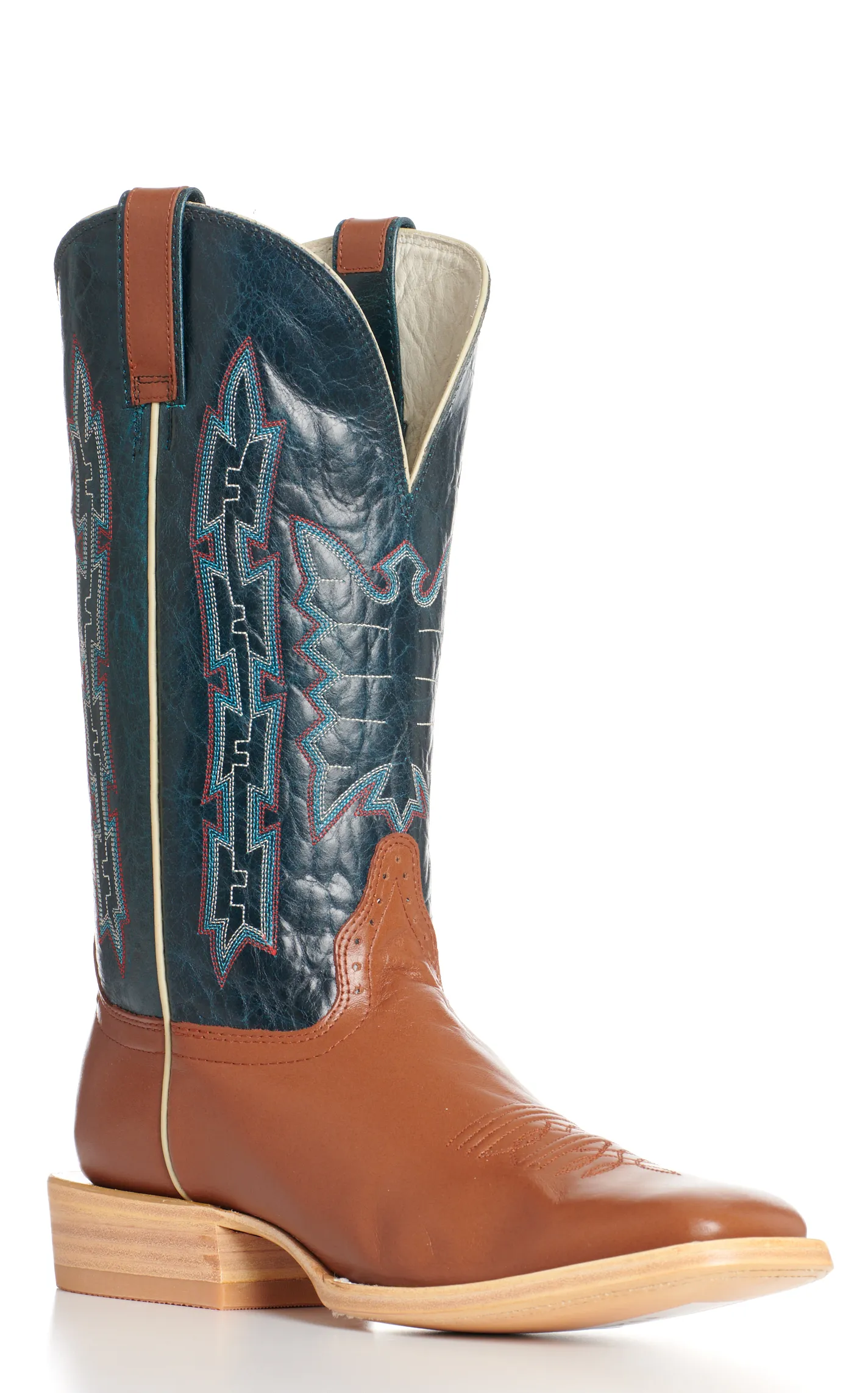 Hondo Men's Pagsoa Benedictine and Navy Square Toe Cowboy Boots